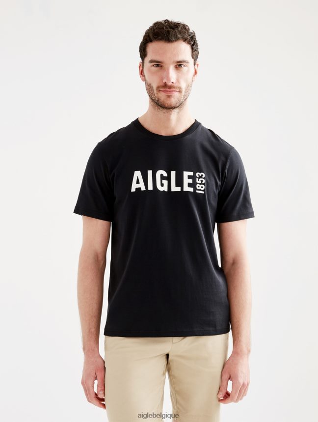 Aigle vêtements t-shirt imprimé à col rond en pyratex noir Hommes HV42L269