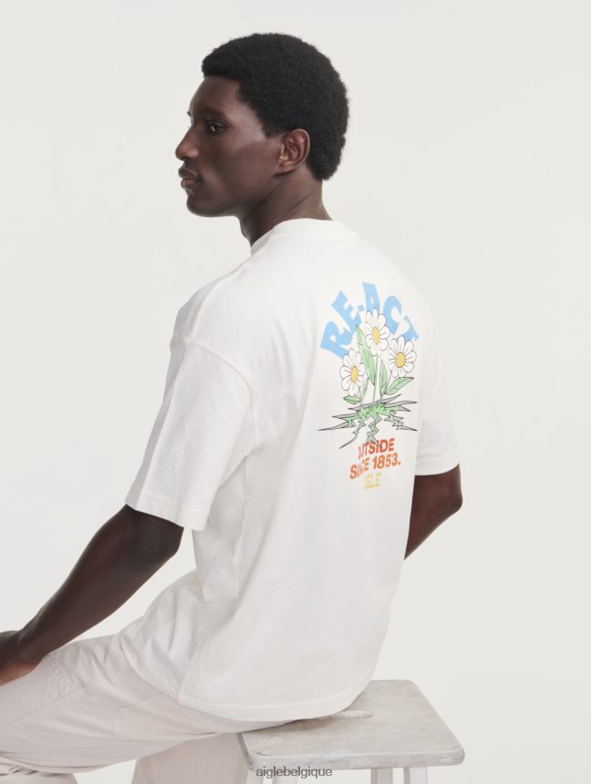 Aigle vêtements t-shirt imprimé à col rond lait Hommes HV42L25