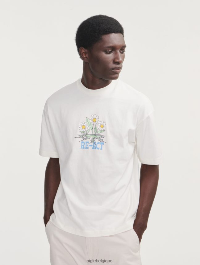 Aigle vêtements t-shirt imprimé à col rond lait Hommes HV42L25