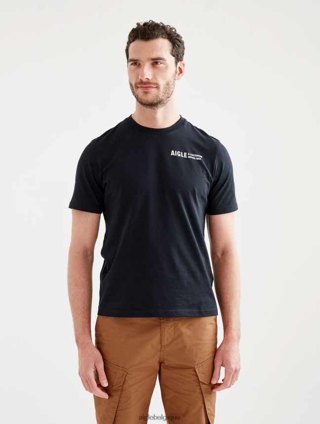 Aigle vêtements t-shirt imprimé à col rond noir Hommes HV42L2103