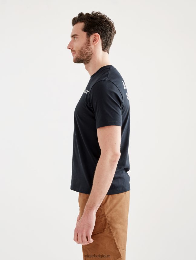 Aigle vêtements t-shirt imprimé à col rond noir Hommes HV42L2103
