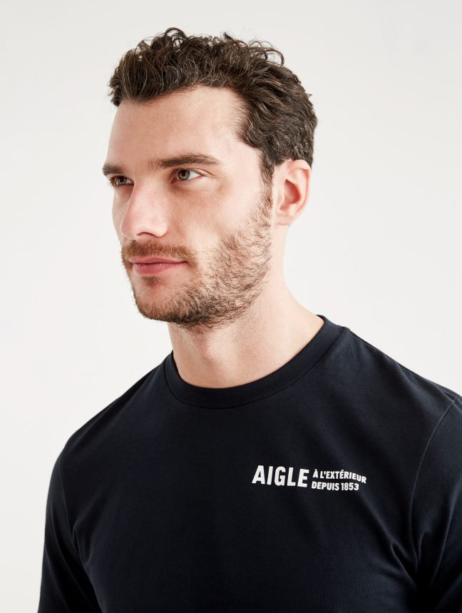 Aigle vêtements t-shirt imprimé à col rond noir Hommes HV42L2103