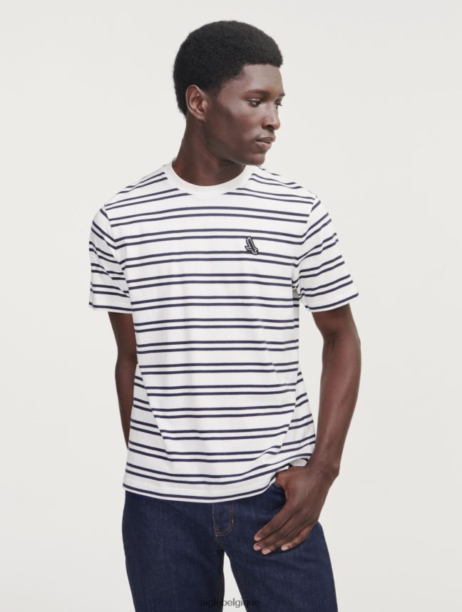 Aigle vêtements t-shirt rayé à col rond rue blanche Hommes HV42L250