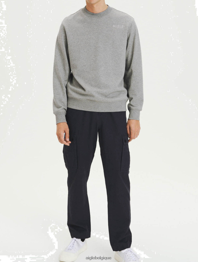 Aigle vêtements sweat à col rond en coton biologique gris chiné Hommes HV42L292