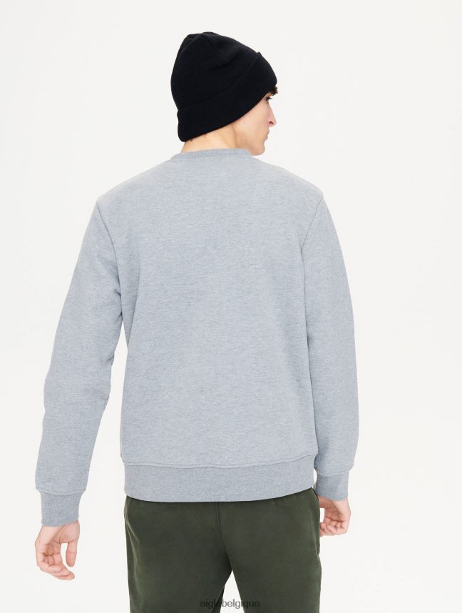 Aigle vêtements sweat-shirt ras du cou imprimé brossé gris chiné Hommes HV42L278