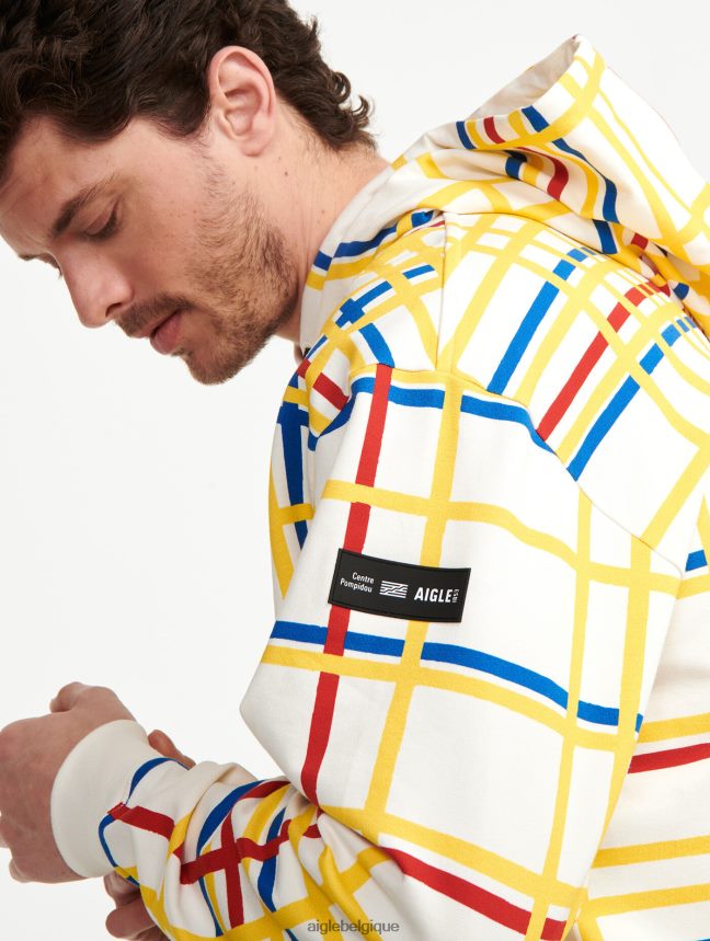 Aigle x Centre Pompidou vêtements sweat à capuche brossé Mondrian Hommes HV42L2144