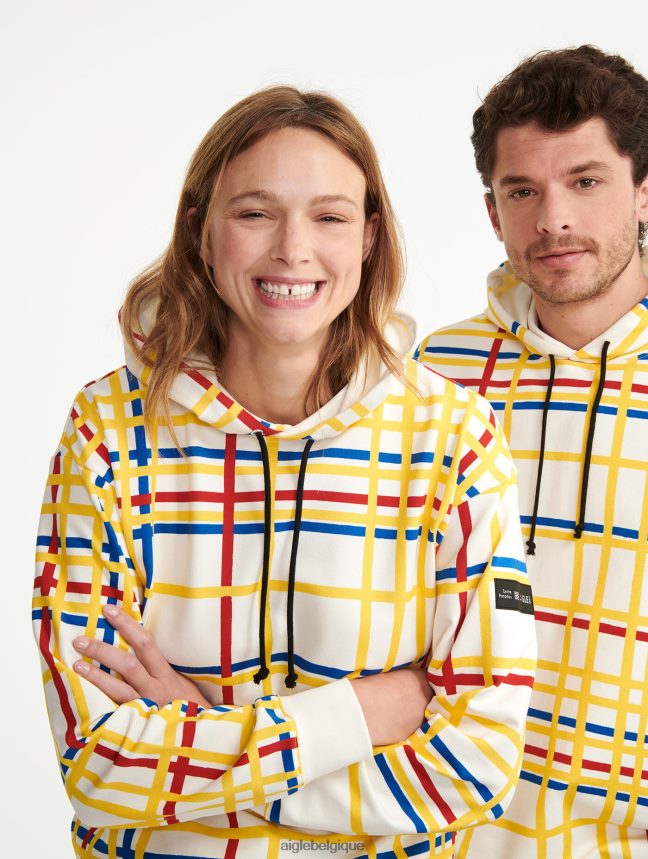 Aigle x Centre Pompidou vêtements sweat à capuche brossé Mondrian Hommes HV42L2144