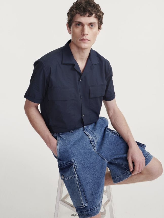 Aigle vêtements short en jean denim légèrement décoloré Hommes HV42L2128