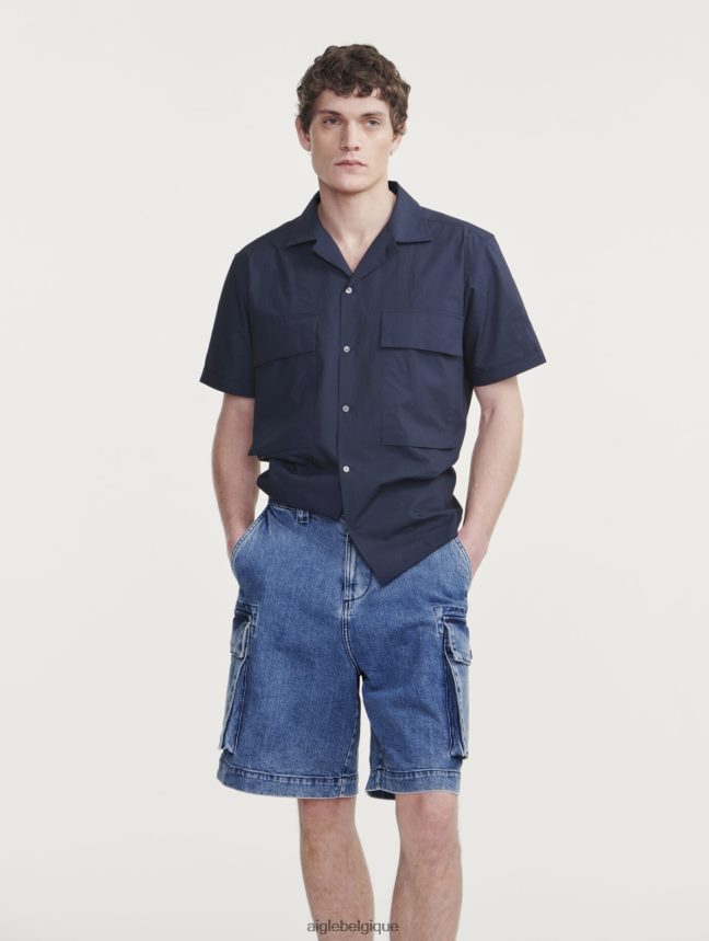 Aigle vêtements short en jean denim légèrement décoloré Hommes HV42L2128