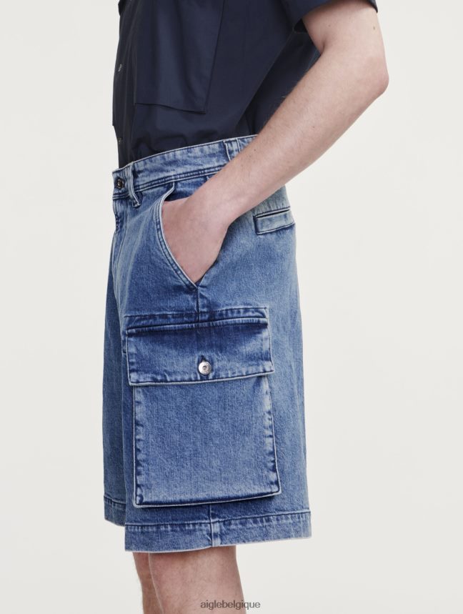 Aigle vêtements short en jean denim légèrement décoloré Hommes HV42L2128